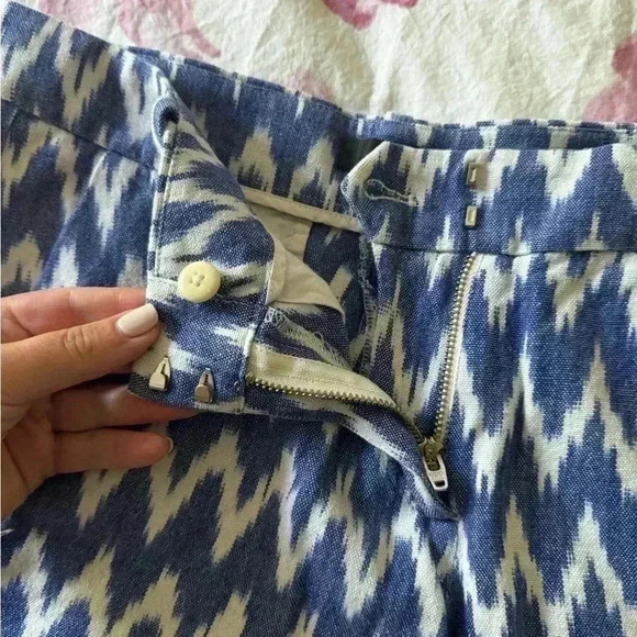 J.Crew Blue White Ikat Zig Zag Short - Picture 5 of 8